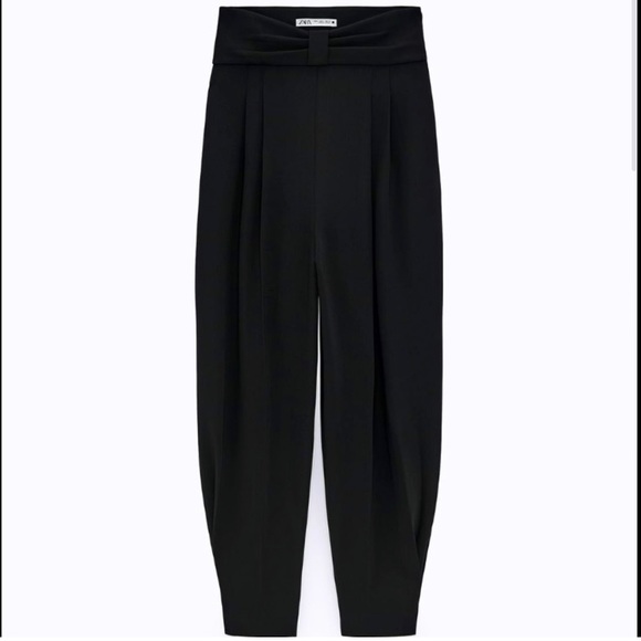 NWT Zara Limited Edition Bow Waist Harem Balloon Wide Pants Black Medium M - Picture 1 of 4